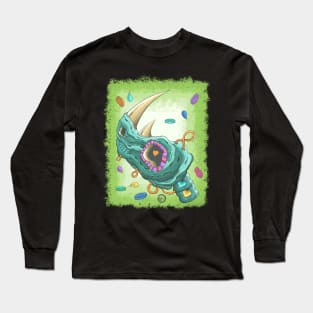 Wild Rhino Head -  Día De Los Muertos -The Colorful Rhino Skull Long Sleeve T-Shirt